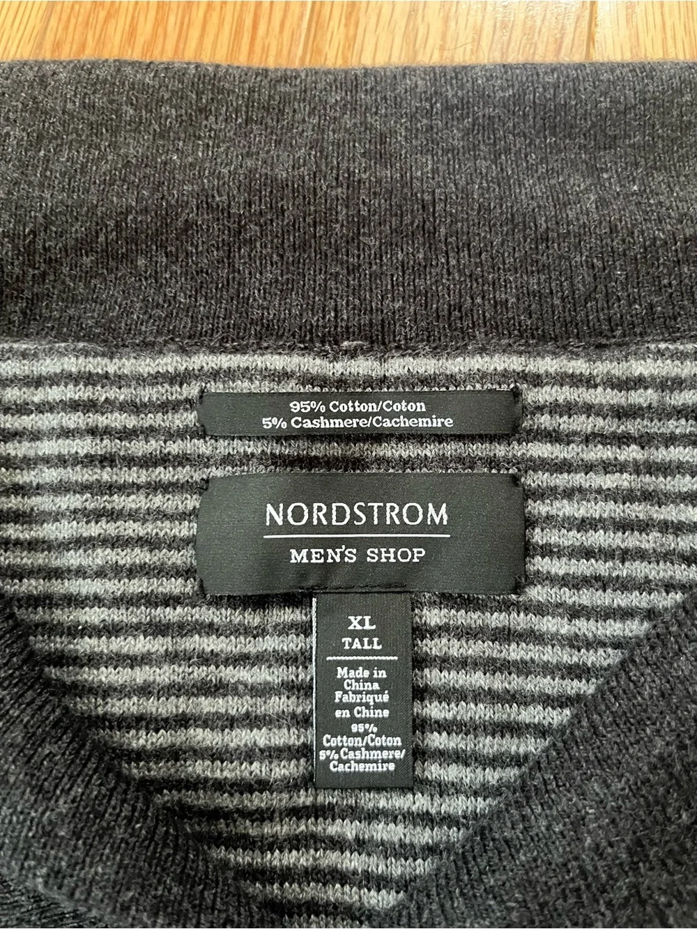Nordstrom Gray Cashmere Cotton Blend Shawl Collar Sweater XL Tall Quiet Luxury